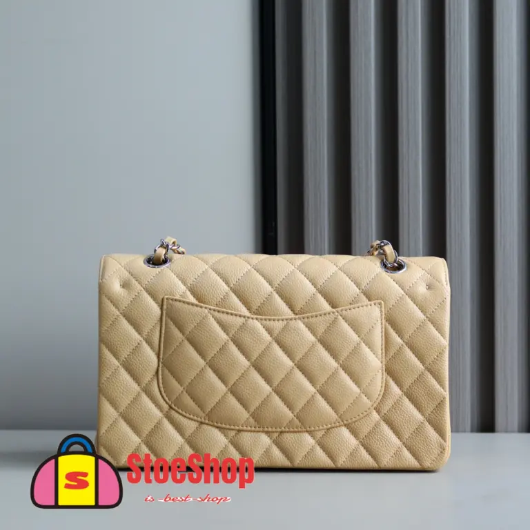 高仿香奈兒/Chanel Classic Flap 杏色中號翻蓋肩背包