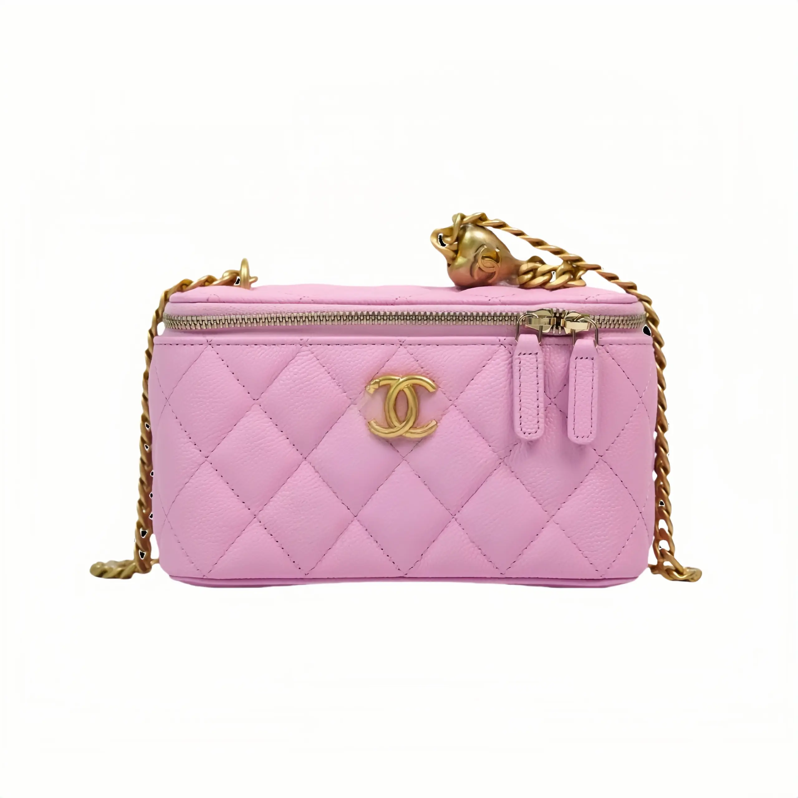 高仿香奈兒/Chanel Vanity 菱格紋化妝箱包 粉色 1 高仿香奈兒/Chanel Vanity 菱格紋化妝箱包 粉色