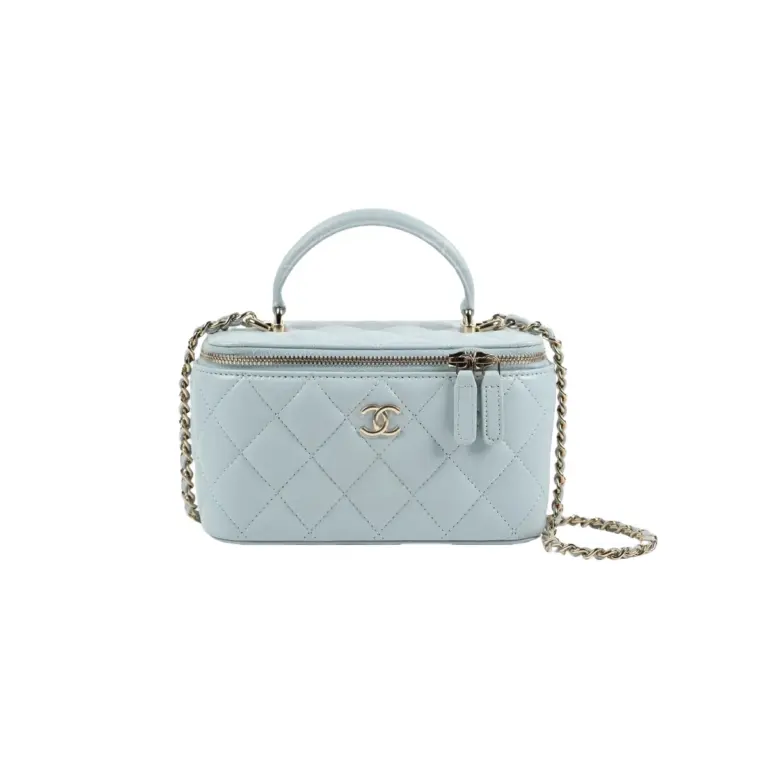 高仿香奈兒/Chanel Classic Flap迷你菱格紋化妝包淺藍色