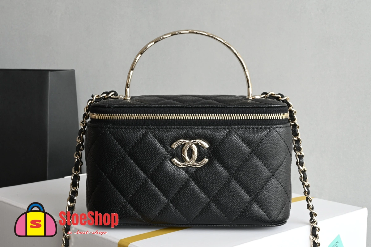 高仿香奈兒/Chanel Vanity Case 方形化妝包 黑色