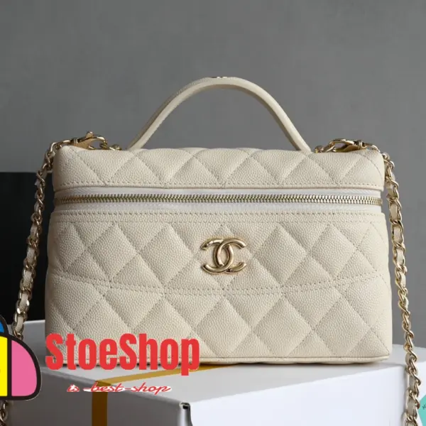 高仿香奈兒/Chanel Vanity系列 經典菱格紋鏈條盒子包 白色