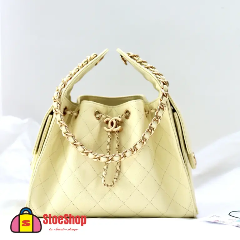 高仿香奈兒/CHANEL 25C Hobo 肩背包｜魚子醬小牛皮亮黃色