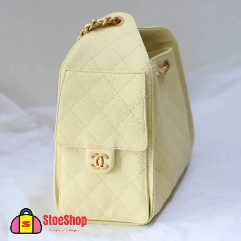 高仿香奈兒/CHANEL 25C Hobo 肩背包｜魚子醬小牛皮亮黃色