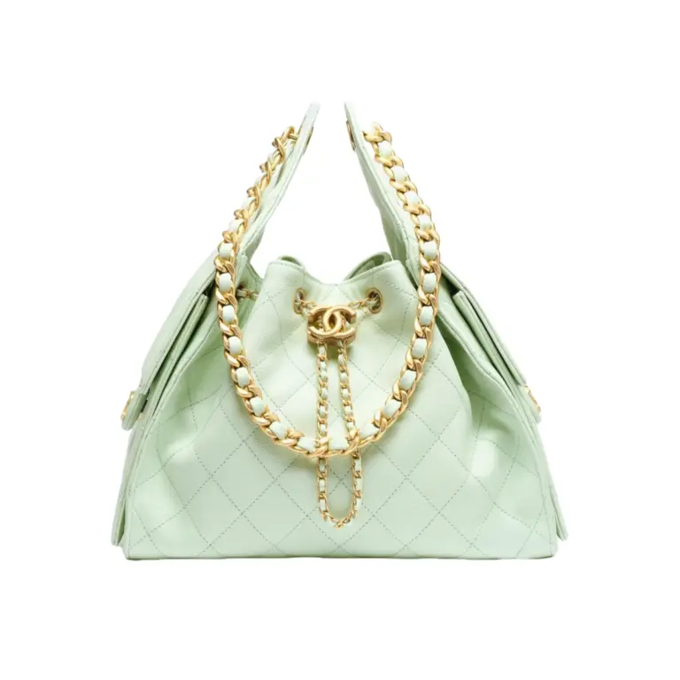 高仿香奈兒/CHANEL 25C Hobo 肩背包｜魚子醬小牛皮淺綠