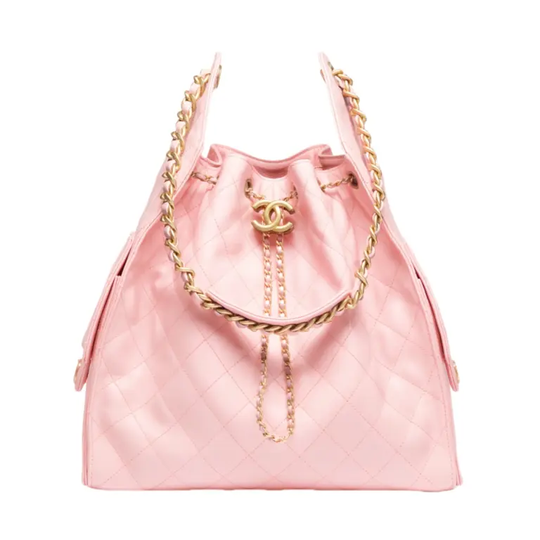 高仿香奈兒/CHANEL 25C Hobo 肩背包｜魚子醬小牛皮粉紅色