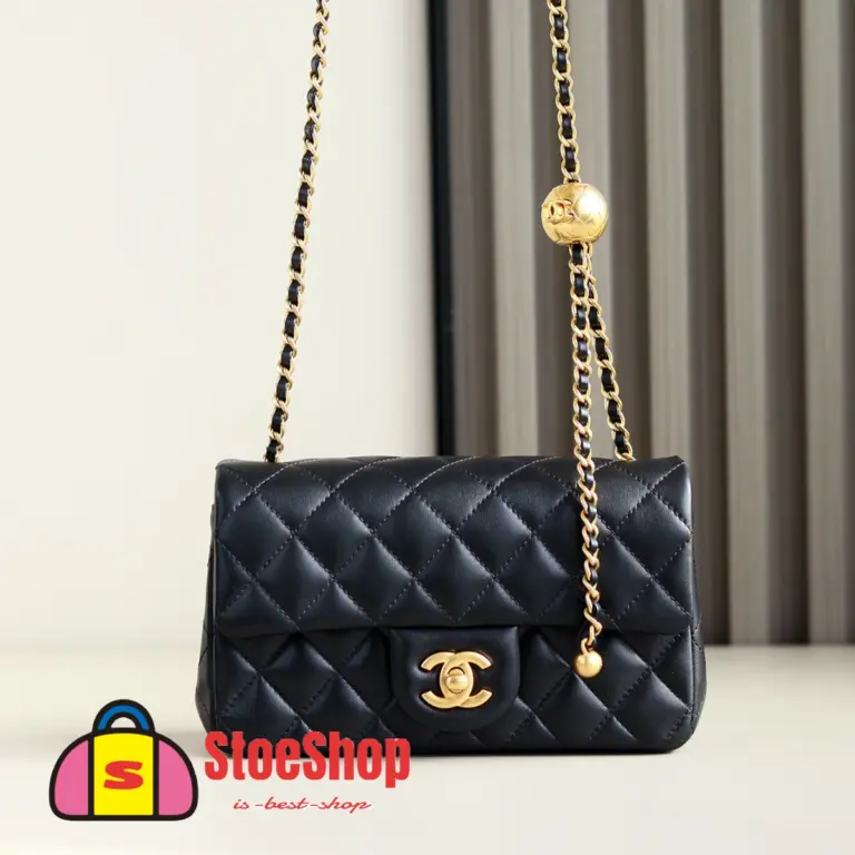 高仿香奈兒/Chanel Classic Flap 金球鏈條翻蓋包 黑色