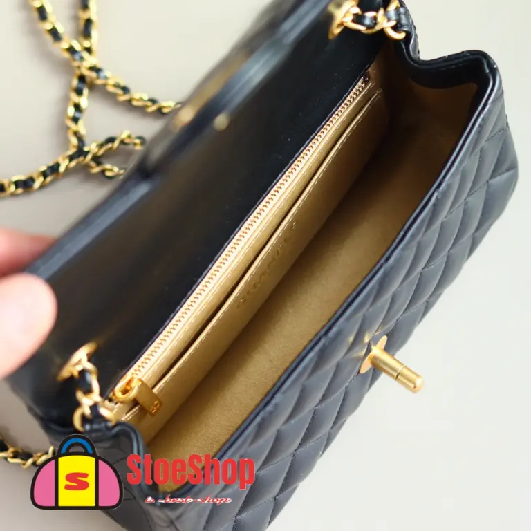 高仿香奈兒/Chanel Classic Flap 金球鏈條翻蓋包 黑色