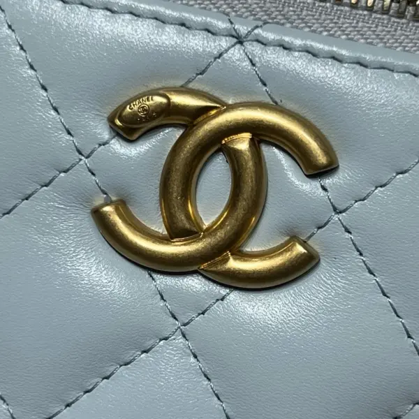 高仿香奈兒/Chanel Vanity Case 迷你鏈條方盒包 淺藍色