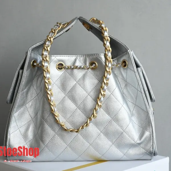 高仿香奈兒/Chanel 22 Bag 抽繩式鏈條手提包 銀色