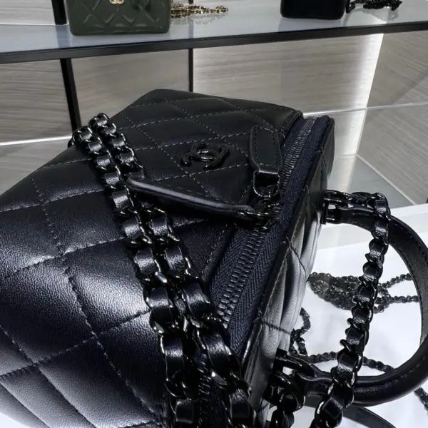 高仿香奈兒/Chanel Vanity Case黑色小型菱形格紋手提肩背包