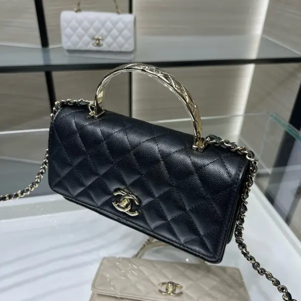 高仿香奈兒/Chanel WOC 帶手柄翻蓋包 深藍色