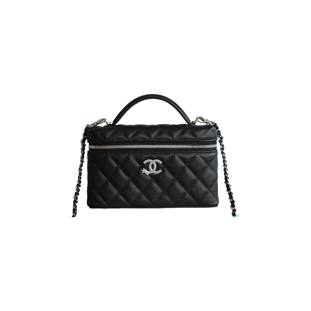 高仿香奈兒/Chanel Vanity Case 手提斜挎兩用盒子包 黑色