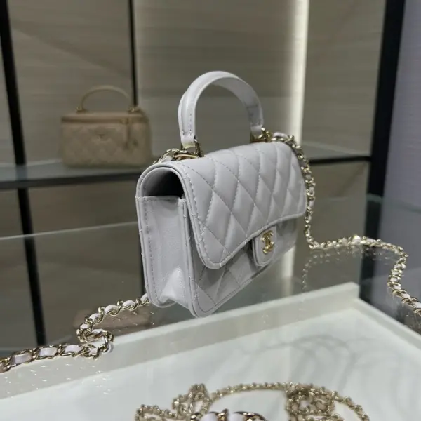 高仿香奈兒/Chanel Classic Flap系列 Mini帶手柄淺灰色
