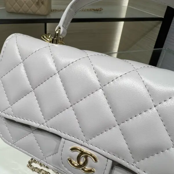 高仿香奈兒/Chanel Classic Flap系列 Mini帶手柄淺灰色