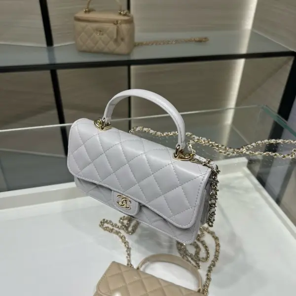 高仿香奈兒/Chanel Classic Flap系列 Mini帶手柄淺灰色