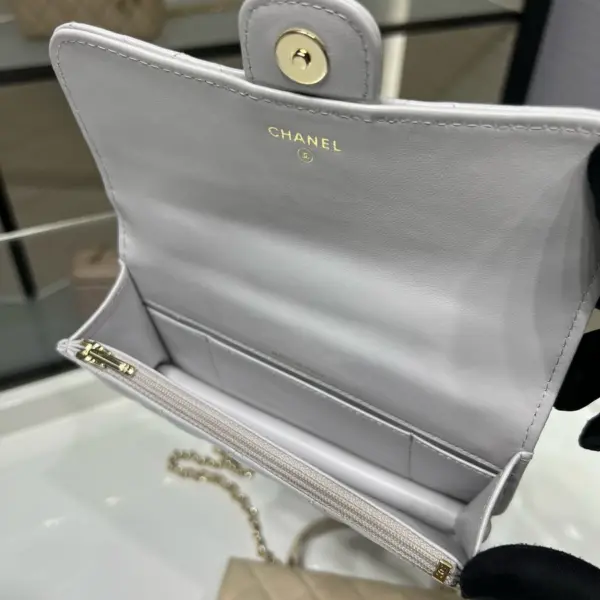 高仿香奈兒/Chanel Classic Flap系列 Mini帶手柄淺灰色