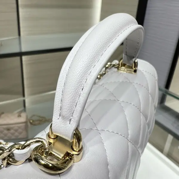 高仿香奈兒/Chanel 25S 19系列淺灰色手提口蓋包