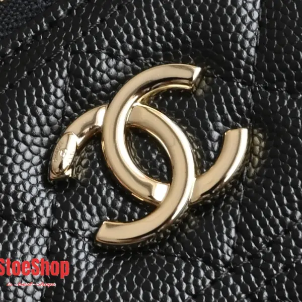 高仿香奈兒/Chanel Vanity Case 菱格紋雙C扣鏈條黑色化妝包