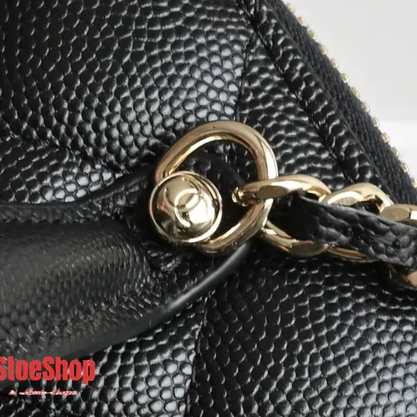 高仿香奈兒/Chanel Vanity Case 菱格紋雙C扣鏈條黑色化妝包