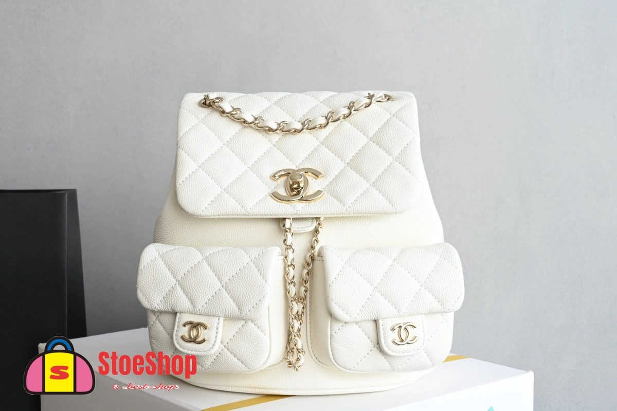 高仿香奈兒/Chanel Coco Backpack經典菱格紋白色雙肩包