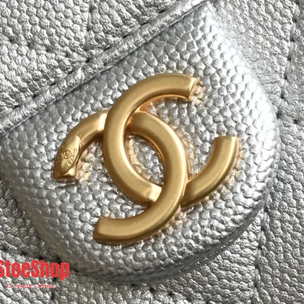 高仿香奈兒/Chanel 25C 菱格紋皮革經典口蓋托特包 銀色