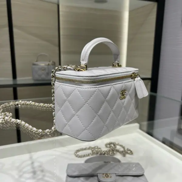 高仿香奈兒/Chanel Vanity Case 淺灰色小型化妝包