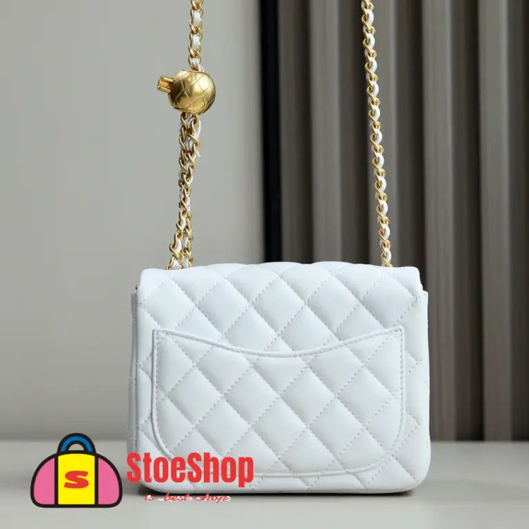 高仿香奈兒/Chanel Classic Flap 迷你白色金屬球單肩包