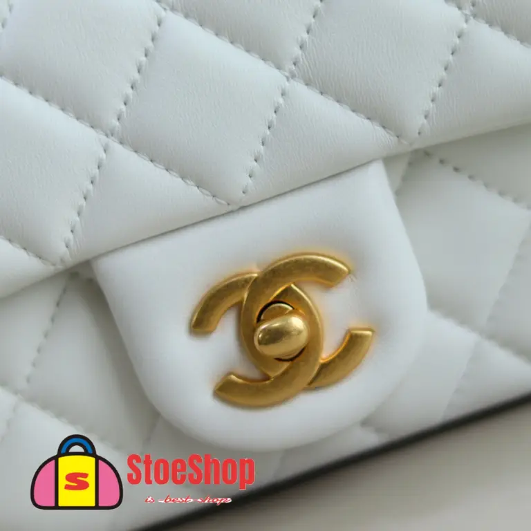 高仿香奈兒/Chanel Classic Flap 金球款 白色大mini