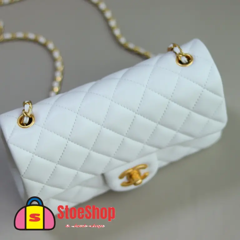 高仿香奈兒/Chanel Classic Flap 金球款 白色大mini