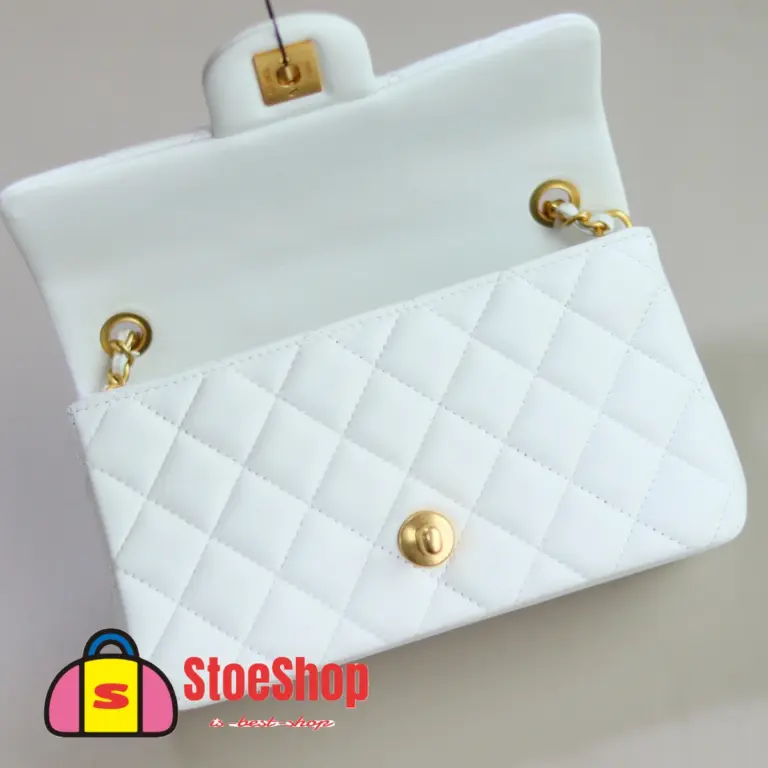 高仿香奈兒/Chanel Classic Flap 金球款 白色大mini