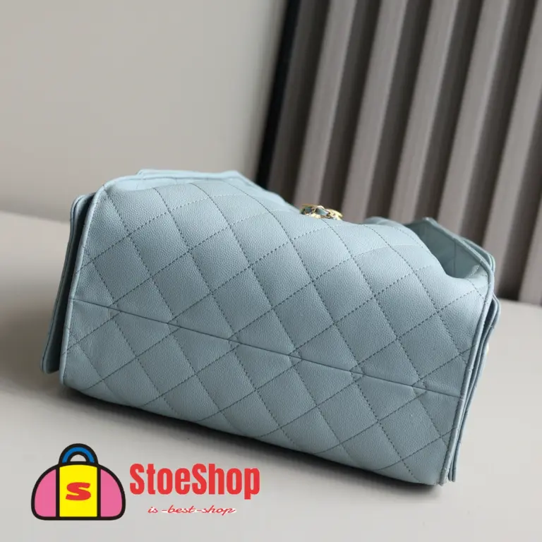 高仿香奈兒/Chanel Hobo 菱格紋手提包 淺藍色 小號
