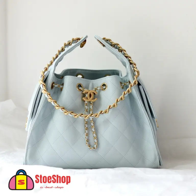 高仿香奈兒/CHANEL 25C Hobo 肩背包｜魚子醬小牛皮天青色