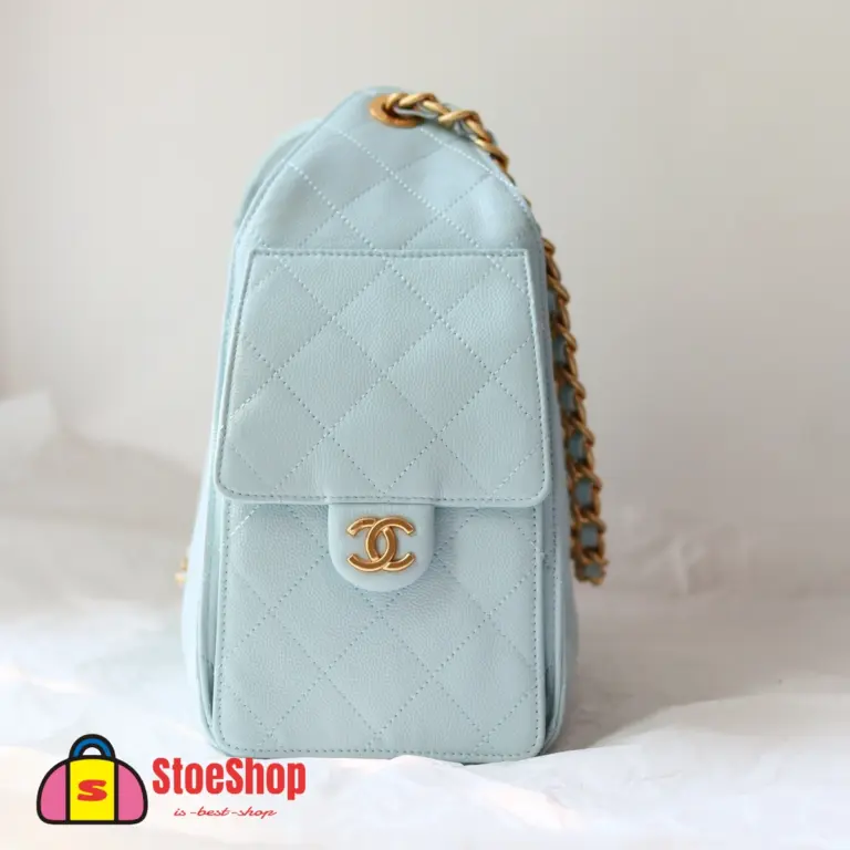 高仿香奈兒/CHANEL 25C Hobo 肩背包｜魚子醬小牛皮天青色