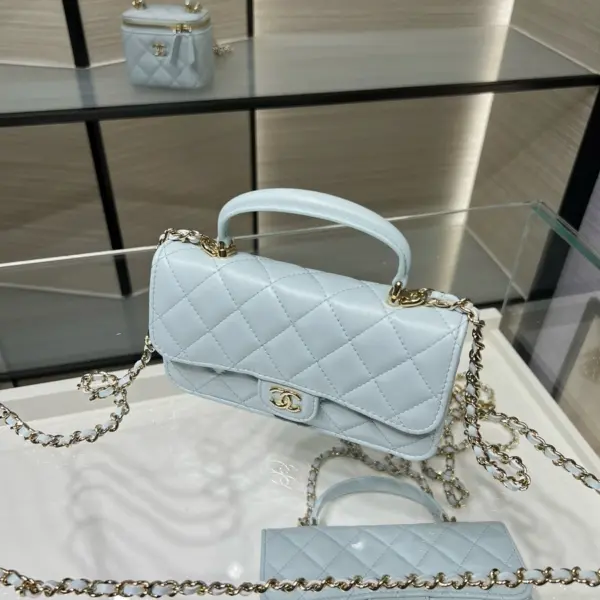 高仿香奈兒/Chanel Classic Flap 經典迷你口蓋包 淺藍色