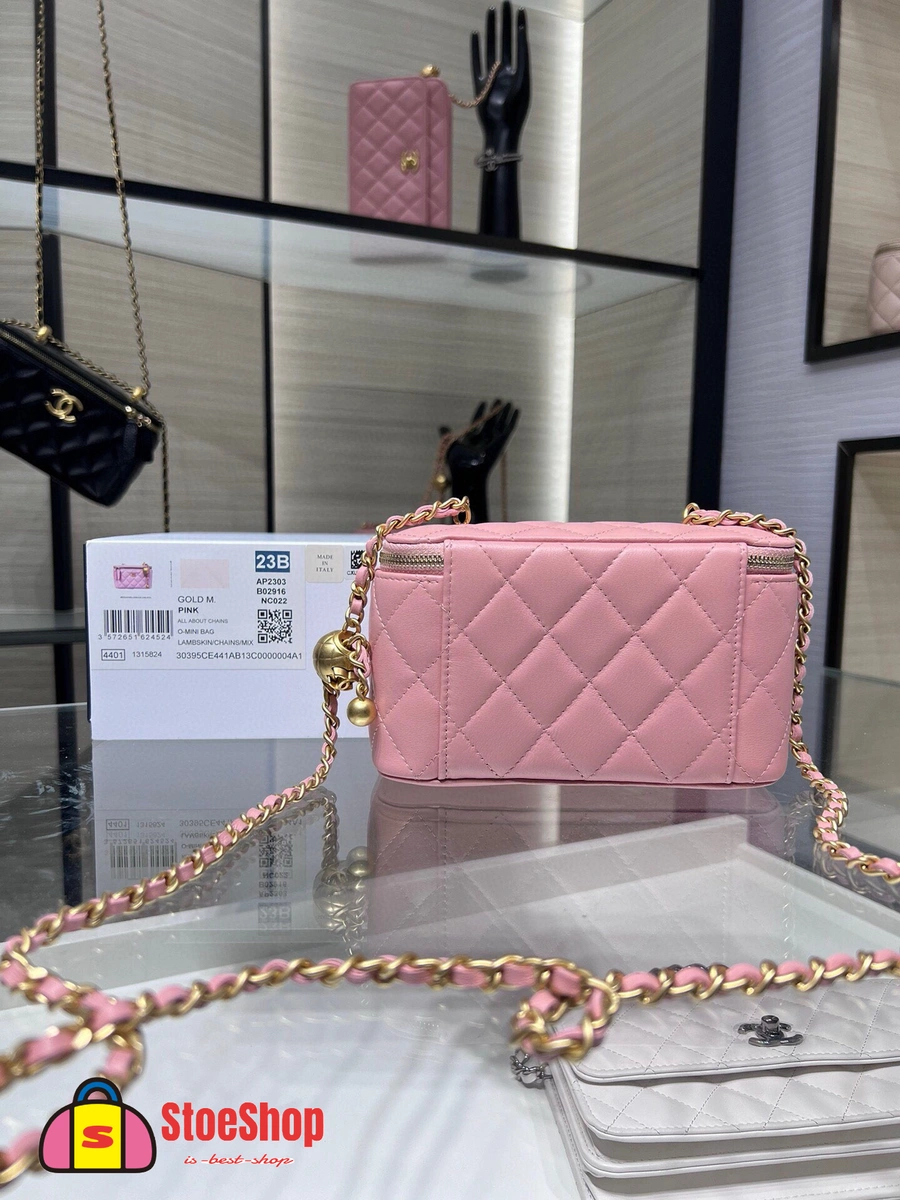 高仿香奈兒/Chanel Vanity 菱格紋化妝箱包 粉色 3 高仿香奈兒/Chanel Vanity 菱格紋化妝箱包 粉色