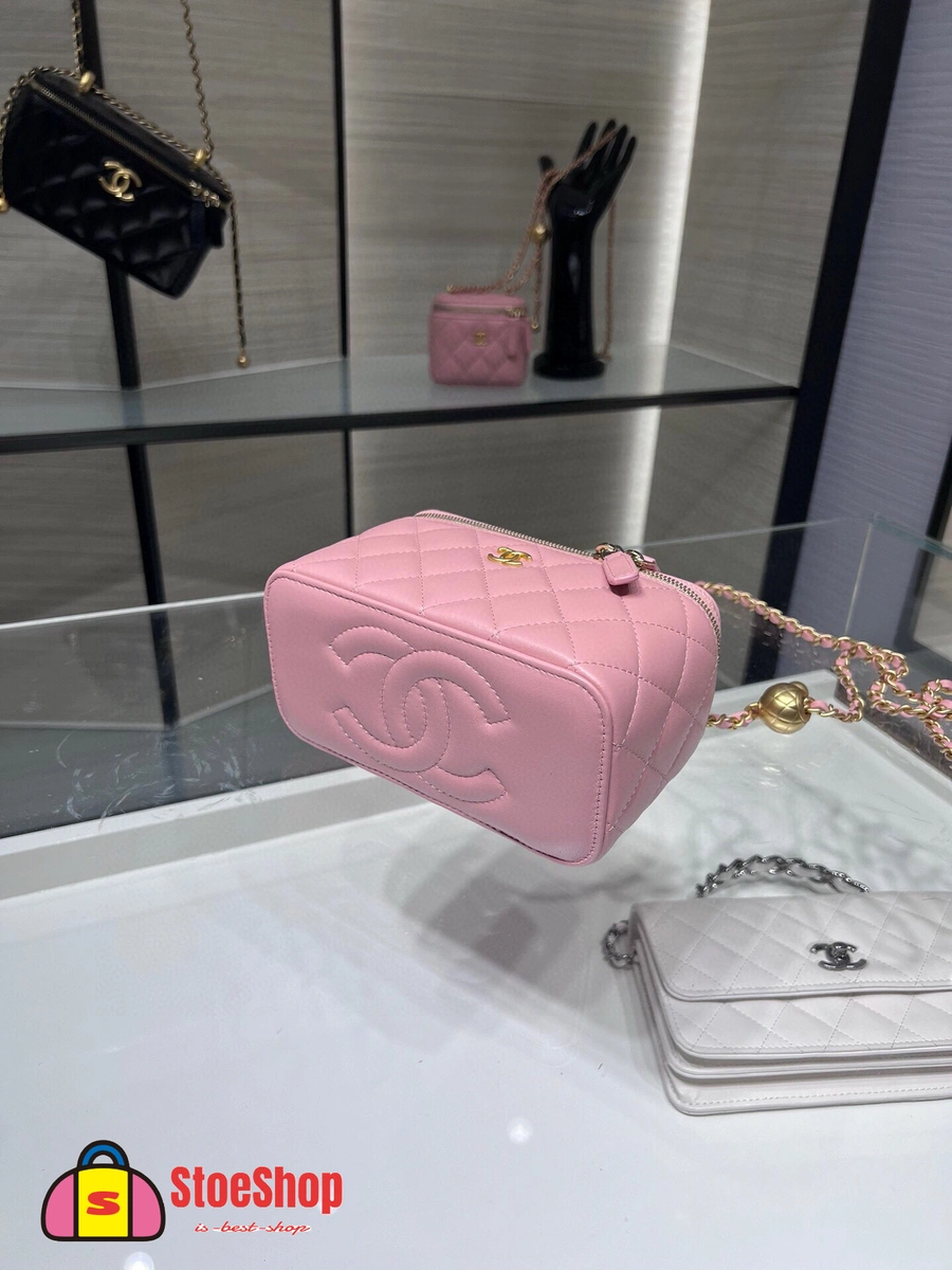 高仿香奈兒/Chanel Vanity 菱格紋化妝箱包 粉色 4 高仿香奈兒/Chanel Vanity 菱格紋化妝箱包 粉色
