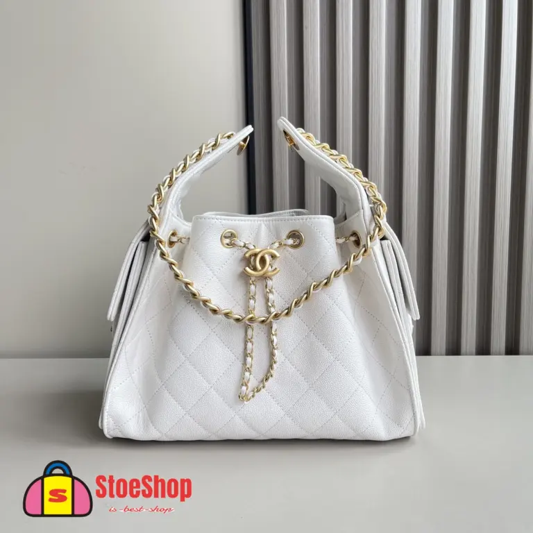 高仿香奈兒/CHANEL 25C Hobo 肩背包｜魚子醬小牛皮白色