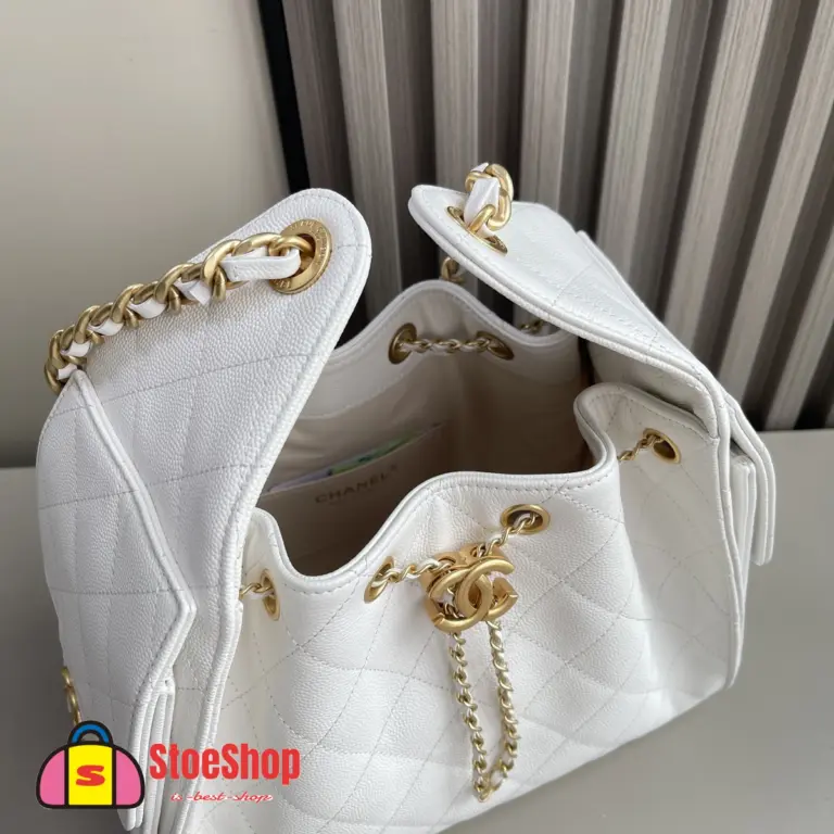 高仿香奈兒/CHANEL 25C Hobo 肩背包｜魚子醬小牛皮白色