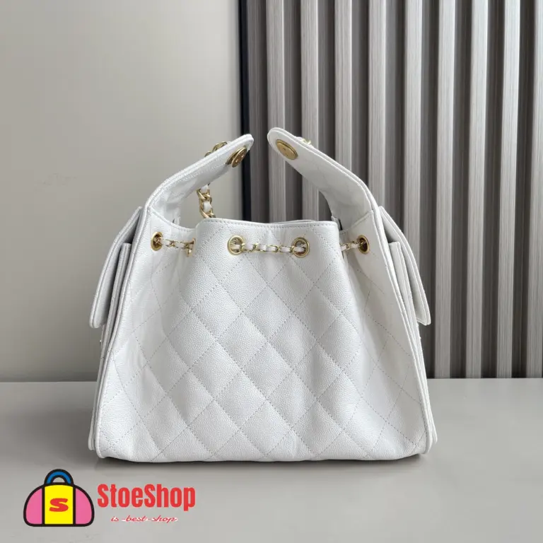 高仿香奈兒/CHANEL 25C Hobo 肩背包｜魚子醬小牛皮白色