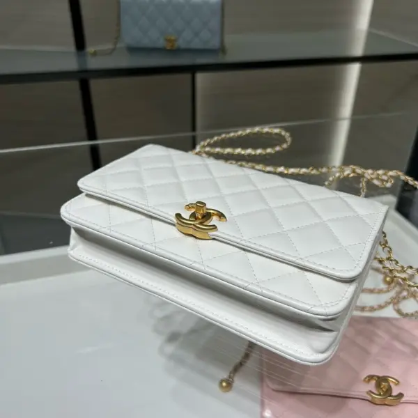 高仿香奈兒/Chanel 25S WOC鏈條錢包（發財包）白色