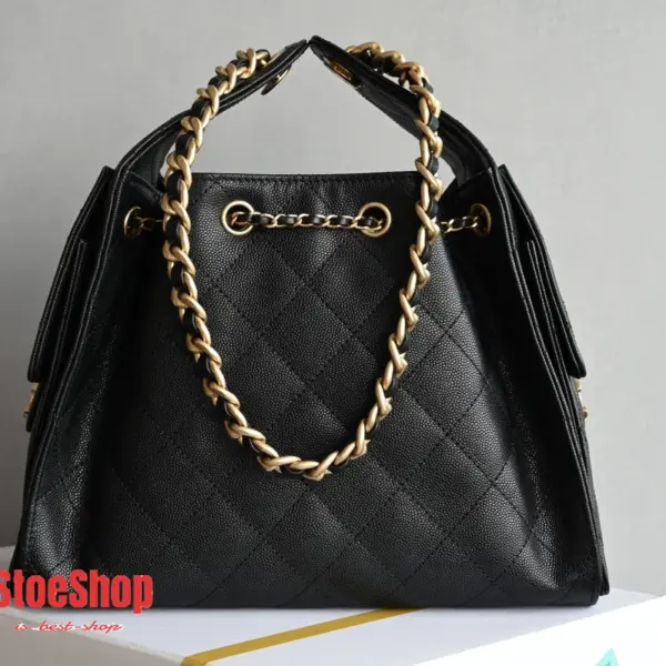 高仿香奈兒/Chanel 25C 19系列菱格紋鏈條手提包 黑色