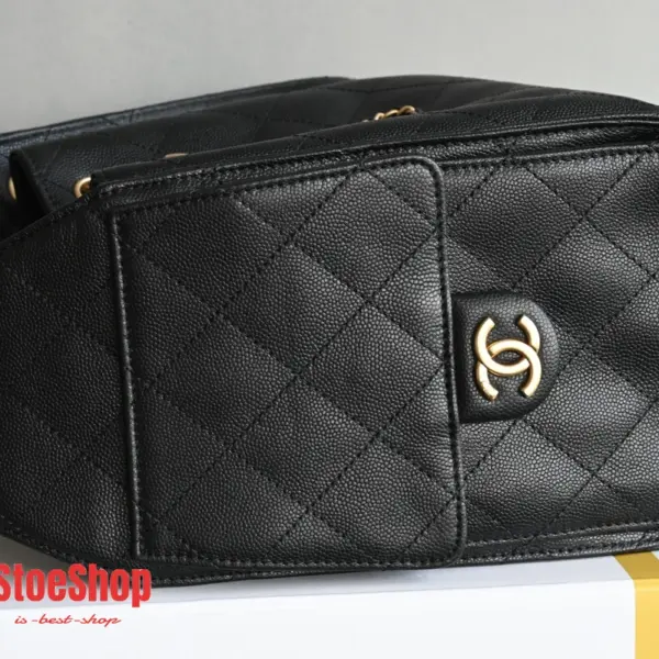 高仿香奈兒/Chanel 25C 19系列菱格紋鏈條手提包 黑色