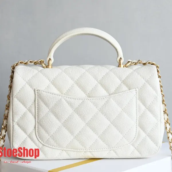 高仿香奈兒/Chanel Classic Flap 白色帶手提菱格紋單肩包