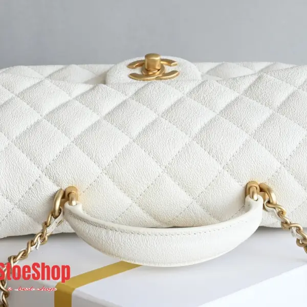 高仿香奈兒/Chanel Classic Flap 白色帶手提菱格紋單肩包