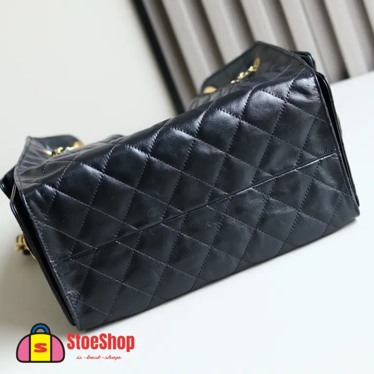 高仿香奈兒/CHANEL 25C Hobo 肩背包 黑金 Onda Verde小牛皮