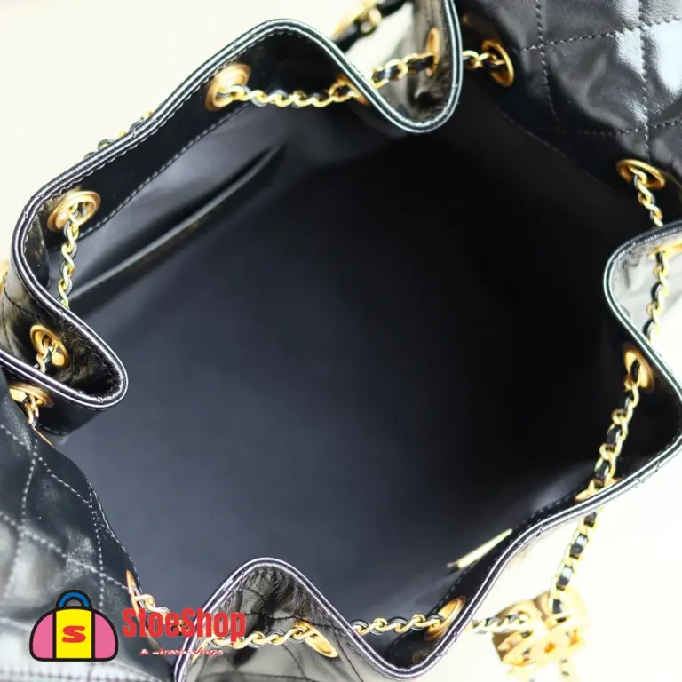 高仿香奈兒/CHANEL 25C Hobo 肩背包 黑金 Onda Verde小牛皮
