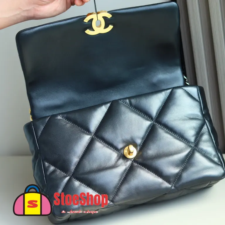 高仿香奈兒/Chanel 19 中號肩背包｜黑色山羊皮