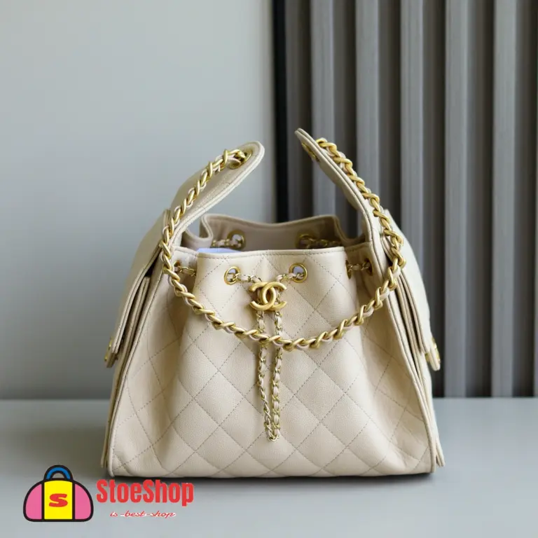 高仿香奈兒/CHANEL 25C Hobo 肩背包｜Onda 魚子醬小牛皮奶茶色