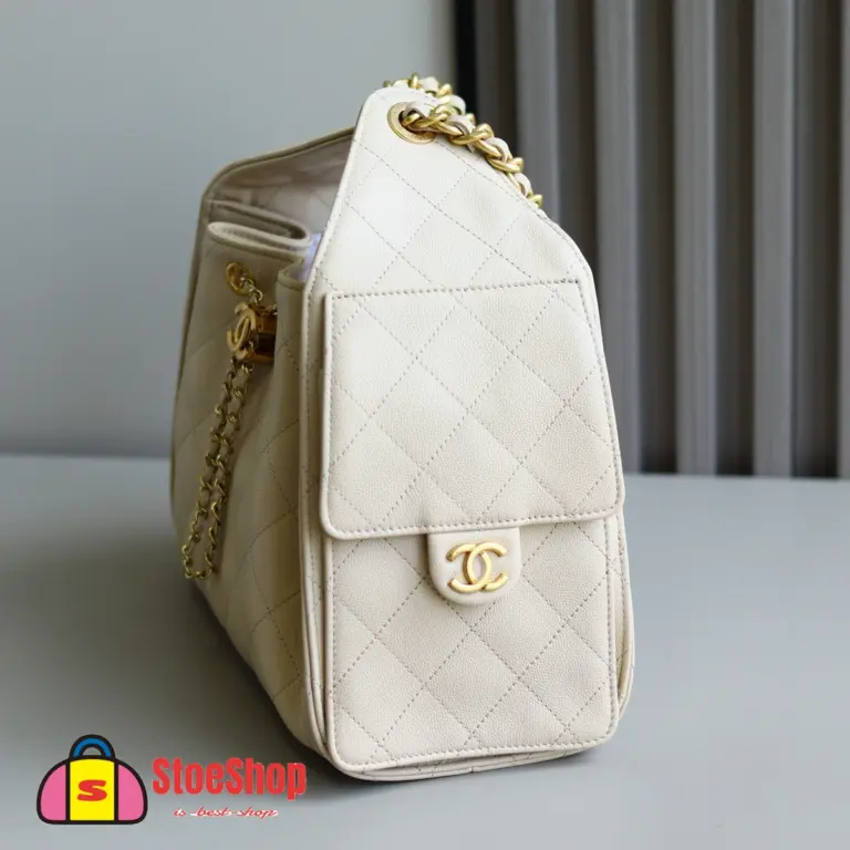 高仿香奈兒/CHANEL 25C Hobo 肩背包｜Onda 魚子醬小牛皮奶茶色