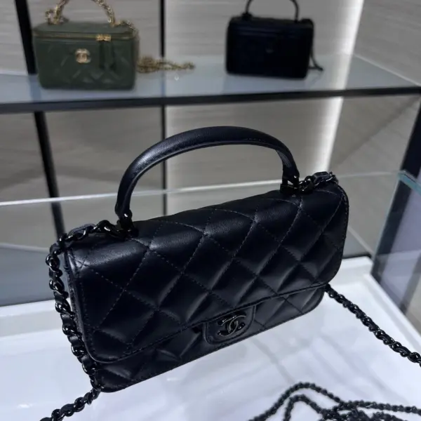 高仿香奈兒/Chanel Vanity Case系列 淺灰色方形菱格紋化妝包